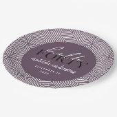 幾何学的モダンな40歳の誕生日パーティー ペーパープレート (アングル)