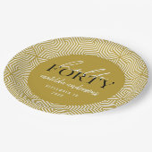 幾何学的モダンな40歳の誕生日パーティー ペーパープレート (アングル)