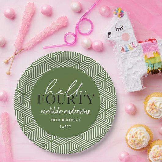 幾何学的モダンな40歳の誕生日パーティー ペーパープレート (パーティー)