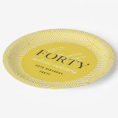 幾何学的モダンな40歳の誕生日パーティー ペーパープレート (アングル)