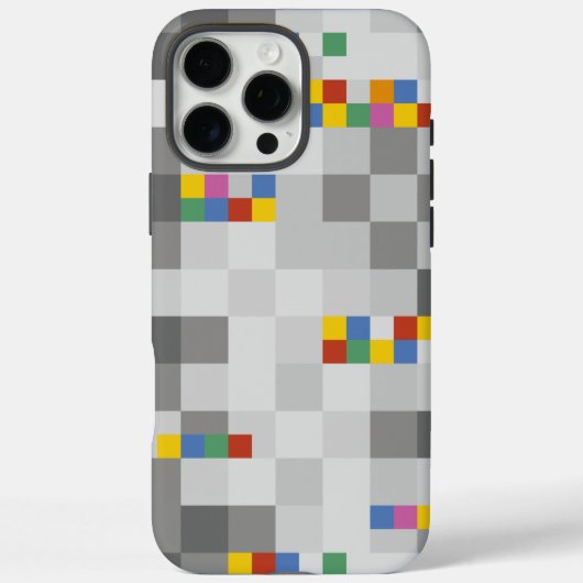 幾何学的モダンアートカラー正方形グレーパターン Case-Mate iPhoneケース (裏面)