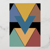 幾何学的モダンエレガカラフルントウェディング金ゴールド 箔招待状 (裏面)