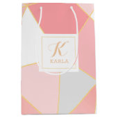 幾何学的モダンカラフルシェイプの背景 ミディアムペーパーバッグ (正面)