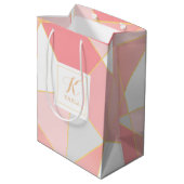 幾何学的モダンカラフルシェイプの背景 ミディアムペーパーバッグ (裏面アングル)