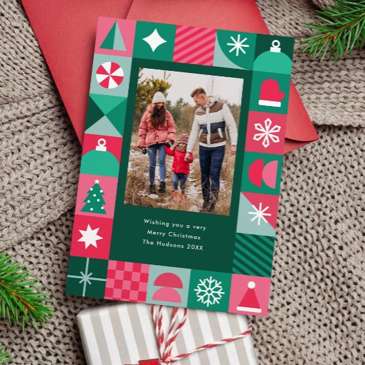 幾何学的モダンクリスマスアイコン写真 シーズンカード