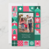 幾何学的モダンクリスマスアイコン写真 シーズンカード (正面)