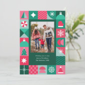 幾何学的モダンクリスマスアイコン写真 シーズンカード (スタンド正面)