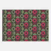 幾何学的モダンクリスマスグリーンと赤 ラッピングペーパーシート (正面3)