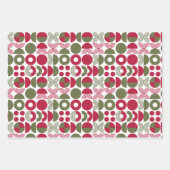 幾何学的モダンクリスマスグリーンと赤 ラッピングペーパーシート (正面)