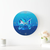 幾何学的モダンクリッパー船、コバルトブルー ラージ壁時計 (ホーム)