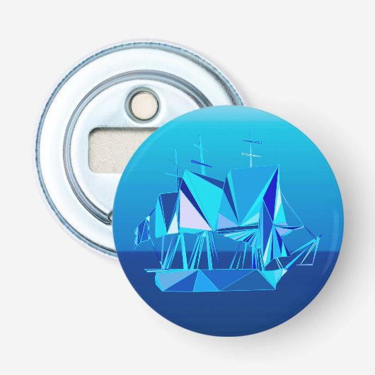 幾何学的モダンクリッパー船、コバルトブルー 栓抜き (正面)