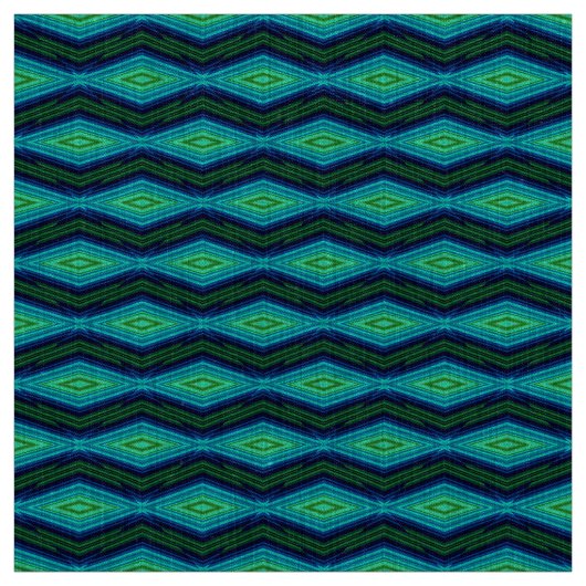 幾何学的モダンジグザグ模様の青と緑 ファブリック (見本)