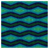 幾何学的モダンジグザグ模様の青と緑 ファブリック (クローズアップ)
