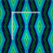 幾何学的モダンジグザグ模様の青と緑 ファブリック (タイル)