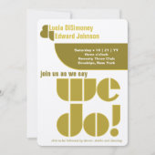 幾何学的モダンタイポグラフィアボカドグリーン 招待状 (正面)