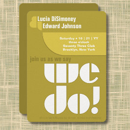 幾何学的モダンタイポグラフィアボカドグリーン 招待状