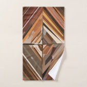 幾何学的モダンダイヤモンド木目パターン バスタオルセット (ハンドタオル)