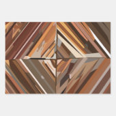 幾何学的モダンダイヤモンド木目パターン ラッピングペーパーシート (正面)