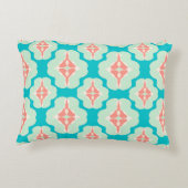 幾何学的モダンティール（緑がかった色）オレンジ アクセントクッション (裏面)