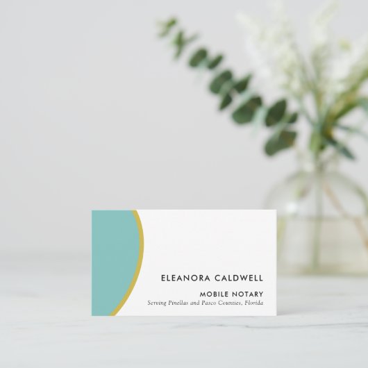 幾何学的モダンティール（緑がかった色）ホワイトフロリダボクサニスタパブリック 名刺 (スタンド正面)