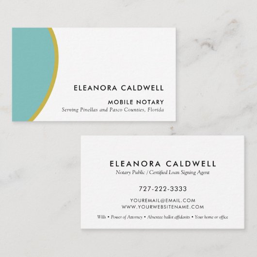 幾何学的モダンティール（緑がかった色）ホワイトフロリダボクサニスタパブリック 名刺 (正面/裏面)