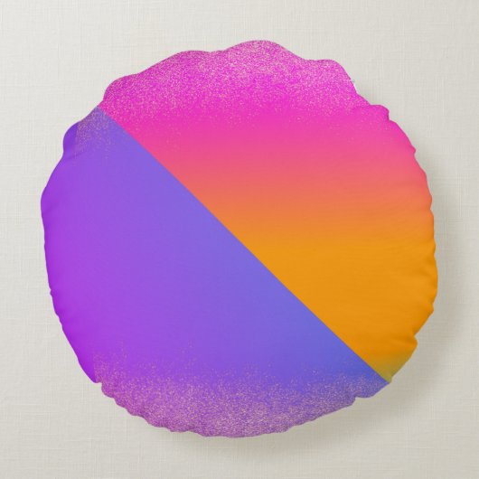 幾何学的モダンネオングラデーション三角形グリッター ラウンドクッション (裏面)