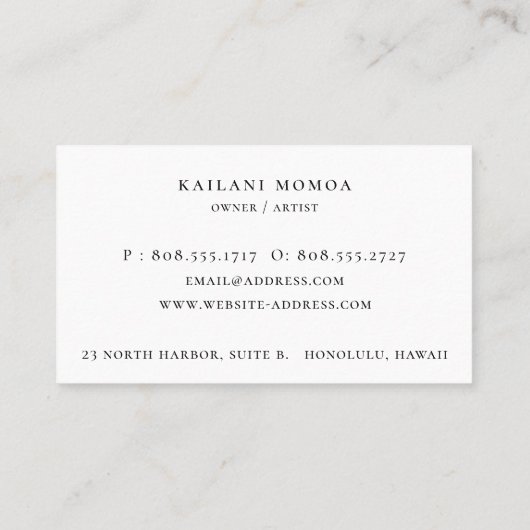 幾何学的モダンパームツリービーチロゴビジネスカー 名刺 (裏面)