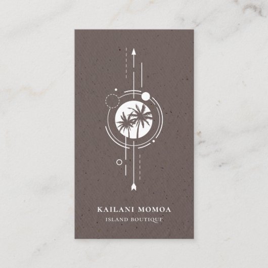 幾何学的モダンパームツリービーチロゴビジネスカー 名刺 (正面)