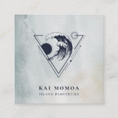 幾何学的モダンビーチ波形ロゴ スクエア名刺 (正面)