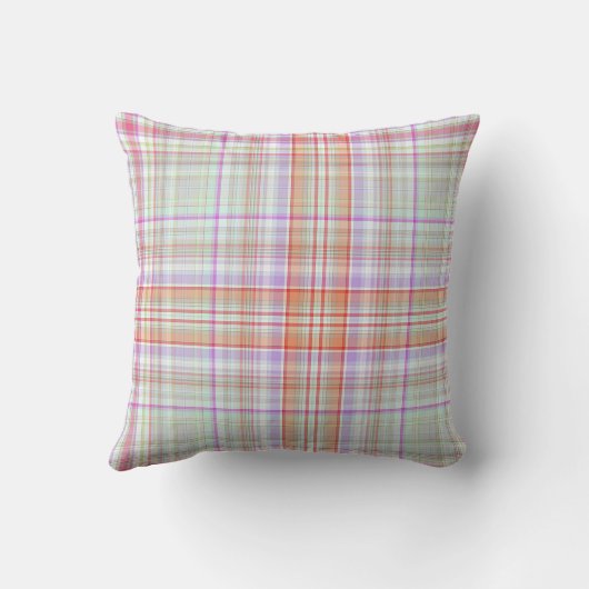 幾何学的モダンピンクと緑の格子模様 クッション (裏面)