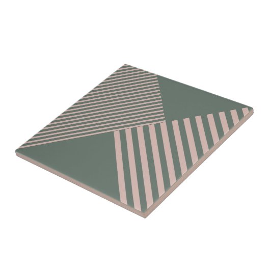 幾何学的モダンピンクの対角線ストライプ石板灰色 タイル (側面)