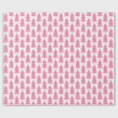 幾何学的モダンピンクの白いクリスマスツリーのグラフィック ラッピングペーパー (フラット)