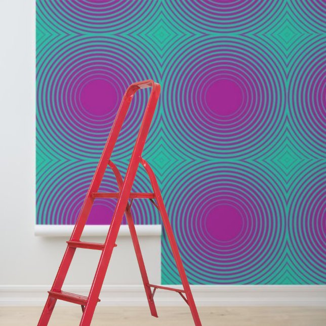 幾何学的モダンピンクブルー円ピールスティック 壁紙 (Modern Geometric Pink Blue Circles Peel Stick Wallpaper)