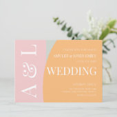 幾何学的モダンピンクミントブライト結婚ズ 招待状 (スタンド正面)