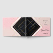 幾何学的モダンピンク金ゴールドストロークデザイン ゲストブック (全面)