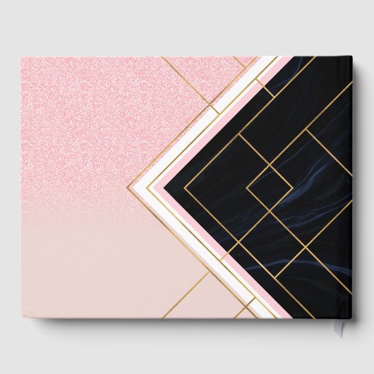 幾何学的モダンピンク金ゴールドストロークデザイン ゲストブック (裏面)