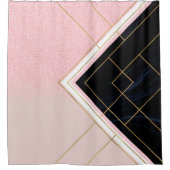 幾何学的モダンピンク金ゴールドストロークデザイン シャワーカーテン (正面)
