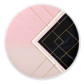 幾何学的モダンピンク金ゴールドストロークデザイン セラミックノブ (正面)