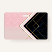 幾何学的モダンピンク金ゴールドストロークデザイン バッジ (正面)