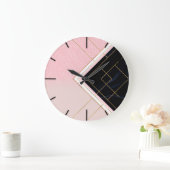幾何学的モダンピンク金ゴールドストロークデザイン ラージ壁時計 (ホーム)