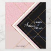 幾何学的モダンピンク金ゴールドストロークデザイン ワインラベル (シングルラベル)