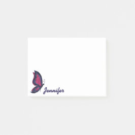 幾何学的モダンピンク/紫色の蝶文字名 ポストイット