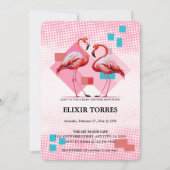 幾何学的モダンフラミンゴ赤ちゃんシャワー 招待状 (正面)
