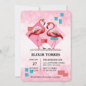 幾何学的モダンフラミンゴ赤ちゃんシャワー 招待状 (正面)