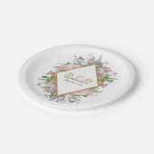 幾何学的モダンフローラブライダルシャワーバラ金ゴールド ペーパープレート (アングル)