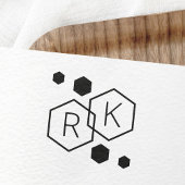 幾何学的モダンヘキソ結婚ンのモノグラムイニシャル ラバースタンプ