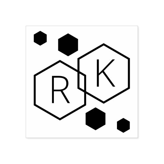 幾何学的モダンヘキソ結婚ンのモノグラムイニシャル ラバースタンプ (インプリント)