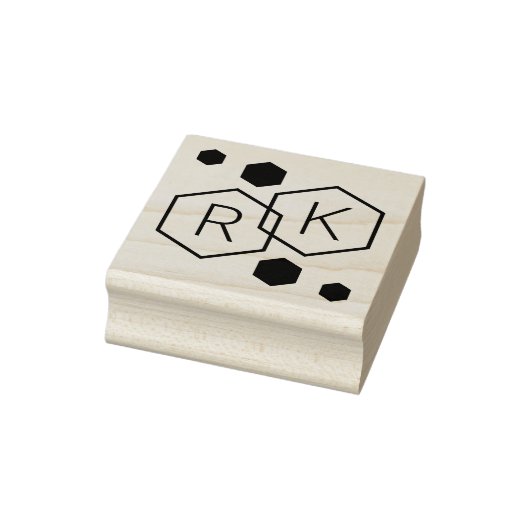 幾何学的モダンヘキソ結婚ンのモノグラムイニシャル ラバースタンプ (スタンプ)