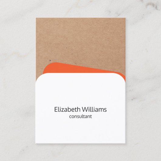 幾何学的モダンホワイトオレンジクラフトコンサルタント 名刺 (正面)