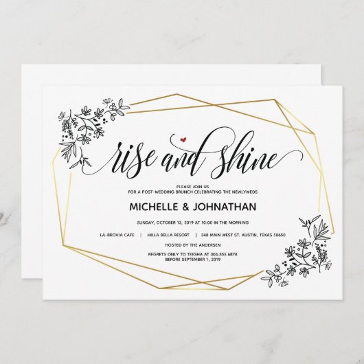 幾何学的モダンポスト結婚ブランチ招待状 招待状 (正面/裏面)